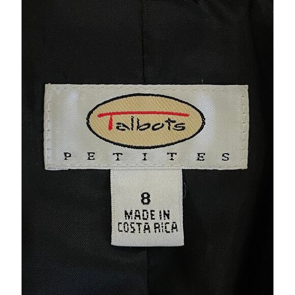 Talbots Plaid Wool Button-Up Blazer Tan Black Houndstooth 8 Petite Pea Coat - Picture 6 of 9